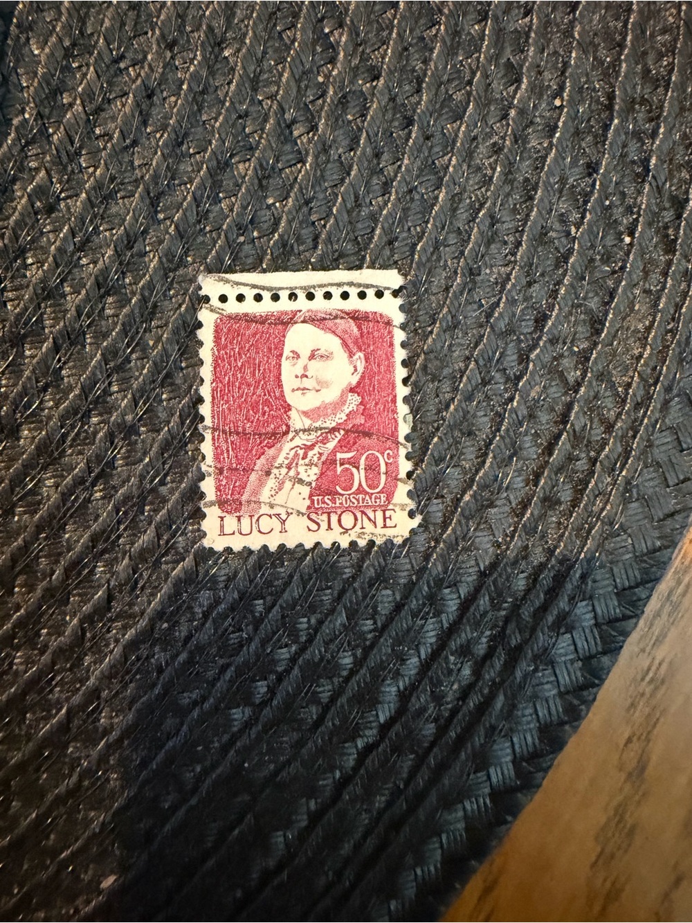 Vintage 1968 Lucy Stone 50 Cent Red Canceled Stamp